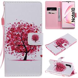 Colored Red Tree PU Leather Wallet Case for Samsung Galaxy Note 10 (6.28 inch) / Note10 5G