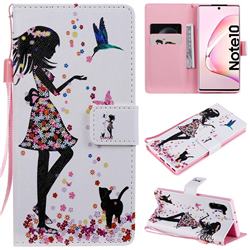 Petals and Cats PU Leather Wallet Case for Samsung Galaxy Note 10 (6.28 inch) / Note10 5G
