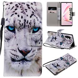 White Leopard PU Leather Wallet Case for Samsung Galaxy Note 10 (6.28 inch) / Note10 5G
