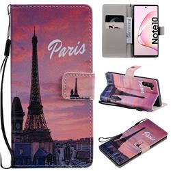 Paris Eiffel Tower PU Leather Wallet Case for Samsung Galaxy Note 10 (6.28 inch) / Note10 5G