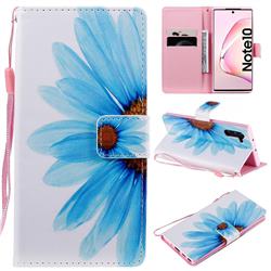 Blue Sunflower PU Leather Wallet Case for Samsung Galaxy Note 10 (6.28 inch) / Note10 5G
