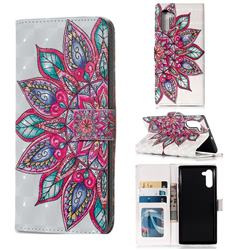 Mandara Flower 3D Painted Leather Phone Wallet Case for Samsung Galaxy Note 10 (6.28 inch) / Note10 5G