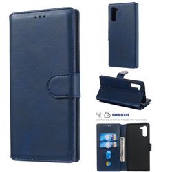 Retro Calf Matte Leather Wallet Phone Case for Samsung Galaxy Note 10 (6.28 inch) / Note10 5G - Blue