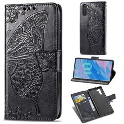 Embossing Mandala Flower Butterfly Leather Wallet Case for Samsung Galaxy Note 10 (6.28 inch) / Note10 5G - Black