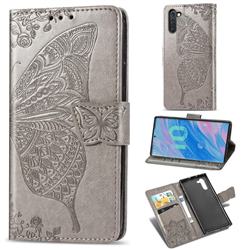 Embossing Mandala Flower Butterfly Leather Wallet Case for Samsung Galaxy Note 10 (6.28 inch) / Note10 5G - Gray