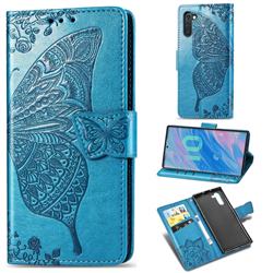 Embossing Mandala Flower Butterfly Leather Wallet Case for Samsung Galaxy Note 10 (6.28 inch) / Note10 5G - Blue