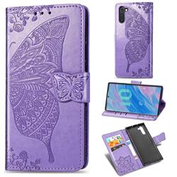 Embossing Mandala Flower Butterfly Leather Wallet Case for Samsung Galaxy Note 10 (6.28 inch) / Note10 5G - Light Purple