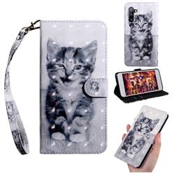 Smiley Cat 3D Painted Leather Wallet Case for Samsung Galaxy Note 10 (6.28 inch) / Note10 5G