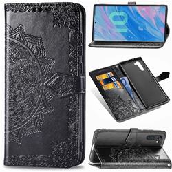 Embossing Imprint Mandala Flower Leather Wallet Case for Samsung Galaxy Note 10 (6.28 inch) / Note10 5G - Black