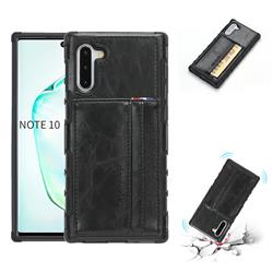 Luxury Shatter-resistant Leather Coated Card Phone Case for Samsung Galaxy Note 10 (6.28 inch) / Note10 5G - Black