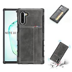 Luxury Shatter-resistant Leather Coated Card Phone Case for Samsung Galaxy Note 10 (6.28 inch) / Note10 5G - Gray
