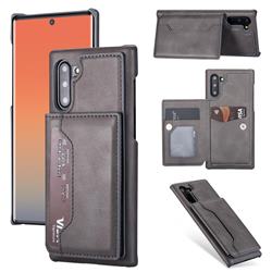 Luxury Magnetic Double Buckle Leather Phone Case for Samsung Galaxy Note 10 (6.28 inch) / Note10 5G - Gray