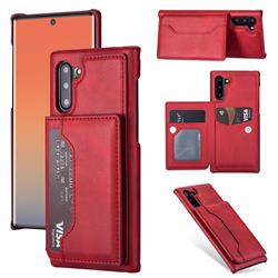 Luxury Magnetic Double Buckle Leather Phone Case for Samsung Galaxy Note 10 (6.28 inch) / Note10 5G - Red
