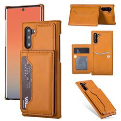 Luxury Magnetic Double Buckle Leather Phone Case for Samsung Galaxy Note 10 (6.28 inch) / Note10 5G - Brown