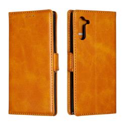 Retro Classic Calf Pattern Leather Wallet Phone Case for Samsung Galaxy Note 10 (6.28 inch) / Note10 5G - Yellow
