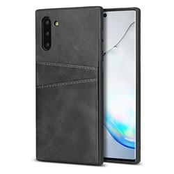 Simple Calf Card Slots Mobile Phone Back Cover for Samsung Galaxy Note 10 (6.28 inch) / Note10 5G - Black