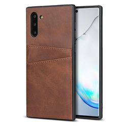 Simple Calf Card Slots Mobile Phone Back Cover for Samsung Galaxy Note 10 (6.28 inch) / Note10 5G - Coffee