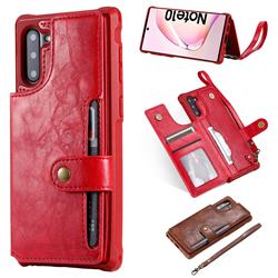 Retro Aristocratic Demeanor Anti-fall Leather Phone Back Cover for Samsung Galaxy Note 10 (6.28 inch) / Note10 5G - Red