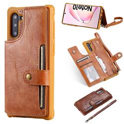 Retro Aristocratic Demeanor Anti-fall Leather Phone Back Cover for Samsung Galaxy Note 10 (6.28 inch) / Note10 5G - Brown