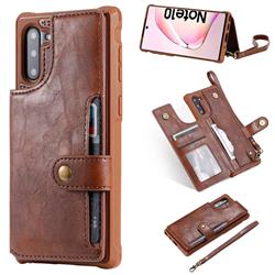 Retro Aristocratic Demeanor Anti-fall Leather Phone Back Cover for Samsung Galaxy Note 10 (6.28 inch) / Note10 5G - Coffee