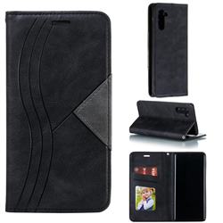 Retro S Streak Magnetic Leather Wallet Phone Case for Samsung Galaxy Note 10 (6.28 inch) / Note10 5G - Black