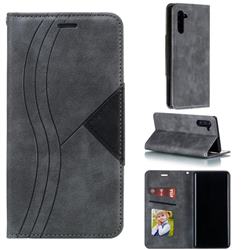 Retro S Streak Magnetic Leather Wallet Phone Case for Samsung Galaxy Note 10 (6.28 inch) / Note10 5G - Gray