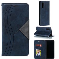 Retro S Streak Magnetic Leather Wallet Phone Case for Samsung Galaxy Note 10 (6.28 inch) / Note10 5G - Blue