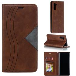 Retro S Streak Magnetic Leather Wallet Phone Case for Samsung Galaxy Note 10 (6.28 inch) / Note10 5G - Brown