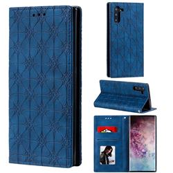 Intricate Embossing Four Leaf Clover Leather Wallet Case for Samsung Galaxy Note 10 (6.28 inch) / Note10 5G - Dark Blue