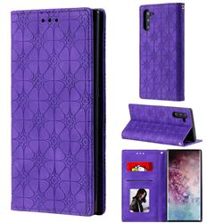 Intricate Embossing Four Leaf Clover Leather Wallet Case for Samsung Galaxy Note 10 (6.28 inch) / Note10 5G - Purple