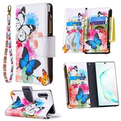 Vivid Flying Butterflies Binfen Color BF03 Retro Zipper Leather Wallet Phone Case for Samsung Galaxy Note 10 (6.28 inch) / Note10 5G