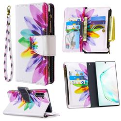 Seven-color Flowers Binfen Color BF03 Retro Zipper Leather Wallet Phone Case for Samsung Galaxy Note 10 (6.28 inch) / Note10 5G