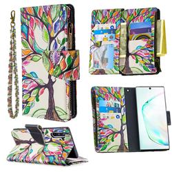 The Tree of Life Binfen Color BF03 Retro Zipper Leather Wallet Phone Case for Samsung Galaxy Note 10 (6.28 inch) / Note10 5G