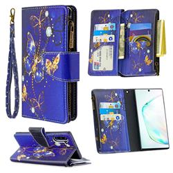 Purple Butterfly Binfen Color BF03 Retro Zipper Leather Wallet Phone Case for Samsung Galaxy Note 10 (6.28 inch) / Note10 5G