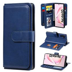 Multi-function Ten Card Slots and Photo Frame PU Leather Wallet Phone Case Cover for Samsung Galaxy Note 10 (6.28 inch) / Note10 5G - Dark Blue