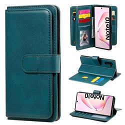 Multi-function Ten Card Slots and Photo Frame PU Leather Wallet Phone Case Cover for Samsung Galaxy Note 10 (6.28 inch) / Note10 5G - Dark Green