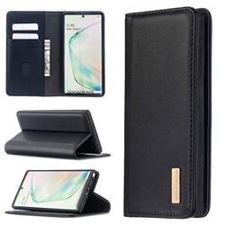 Binfen Color BF06 Luxury Classic Genuine Leather Detachable Magnet Holster Cover for Samsung Galaxy Note 10 (6.28 inch) / Note10 5G - Black