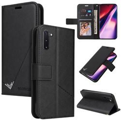 GQ.UTROBE Right Angle Silver Pendant Leather Wallet Phone Case for Samsung Galaxy Note 10 (6.28 inch) / Note10 5G - Black