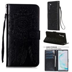 Embossing Dream Catcher Mandala Flower Leather Wallet Case for Samsung Galaxy Note 10 (6.28 inch) / Note10 5G - Black