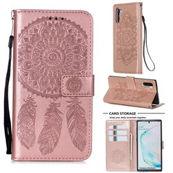 Embossing Dream Catcher Mandala Flower Leather Wallet Case for Samsung Galaxy Note 10 (6.28 inch) / Note10 5G - Rose Gold