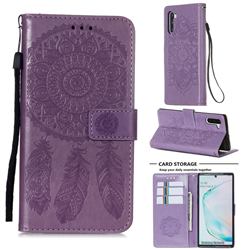 Embossing Dream Catcher Mandala Flower Leather Wallet Case for Samsung Galaxy Note 10 (6.28 inch) / Note10 5G - Purple