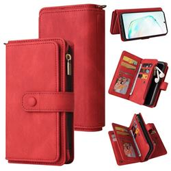 Luxury Multi-functional Zipper Wallet Leather Phone Case Cover for Samsung Galaxy Note 10 (6.28 inch) / Note10 5G - Red