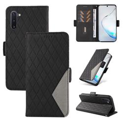 Grid Pattern Splicing Protective Wallet Case Cover for Samsung Galaxy Note 10 (6.28 inch) / Note10 5G - Black