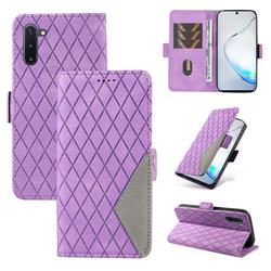 Grid Pattern Splicing Protective Wallet Case Cover for Samsung Galaxy Note 10 (6.28 inch) / Note10 5G - Purple