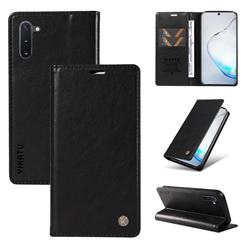 YIKATU Litchi Card Magnetic Automatic Suction Leather Flip Cover for Samsung Galaxy Note 10 (6.28 inch) / Note10 5G - Black
