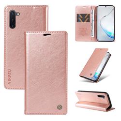 YIKATU Litchi Card Magnetic Automatic Suction Leather Flip Cover for Samsung Galaxy Note 10 (6.28 inch) / Note10 5G - Rose Gold