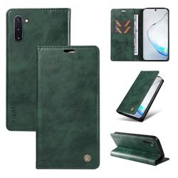YIKATU Litchi Card Magnetic Automatic Suction Leather Flip Cover for Samsung Galaxy Note 10 (6.28 inch) / Note10 5G - Green