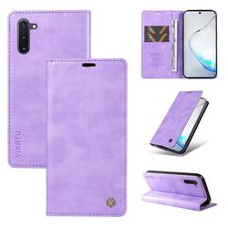 YIKATU Litchi Card Magnetic Automatic Suction Leather Flip Cover for Samsung Galaxy Note 10 (6.28 inch) / Note10 5G - Purple