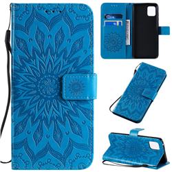 Embossing Sunflower Leather Wallet Case for Samsung Galaxy Note 10 Lite - Blue