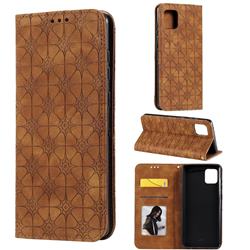 Intricate Embossing Four Leaf Clover Leather Wallet Case for Samsung Galaxy Note 10 Lite - Yellowish Brown